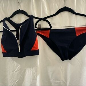 Athleta color block bikini navy orange
